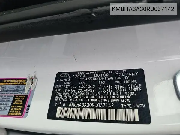 Photo 25 of vehicle VIN KM8HA3A30RU037142